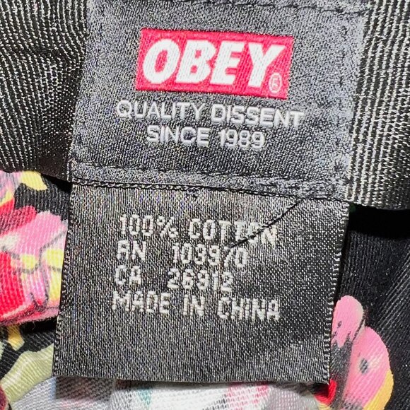 OBEY Boonts Black Floral Wide Brim Bucket Hat - Picture 4 of 4